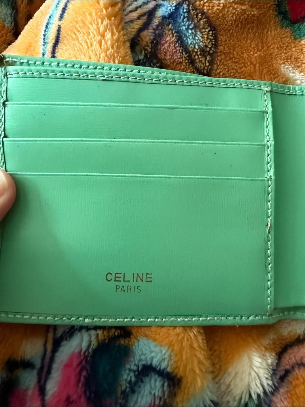 Celine Men’s Green Leather Bifold Wallet